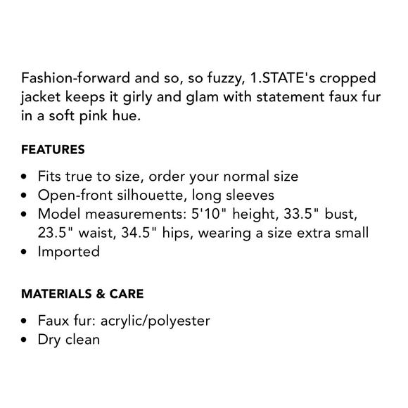 1.State 1State Faux Fur Shaggy Cropped Jacket Mauve Rose Pink Glam Fun womens L - Picture 16 of 17